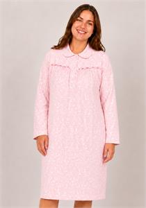 Ladies 40" Brushed 100% Cotton Print Long Sleeve Nightdress
